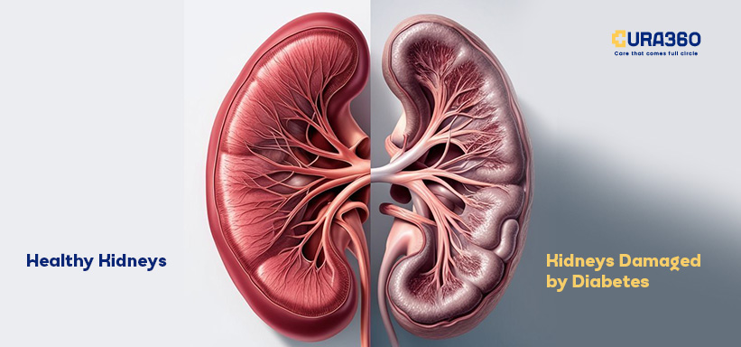 Healthy Kidneys Kidneys Damaged by Diabetes